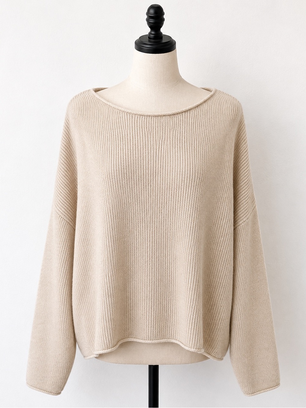 VICI Beige Ribbed Scoop Neck Sweater